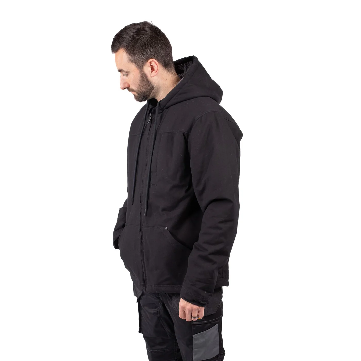 Caterpillar Hooded Sherpa Lined Jacket  Black - Image 4