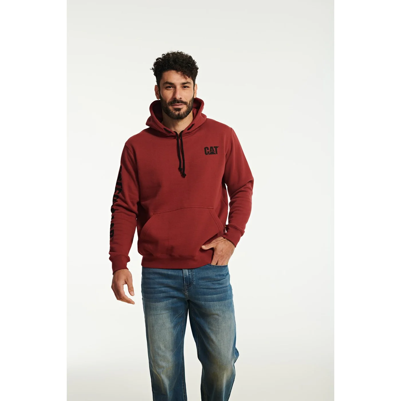 Caterpillar Trademark Banner Hooded Sweatshirt  Brick - Image 4