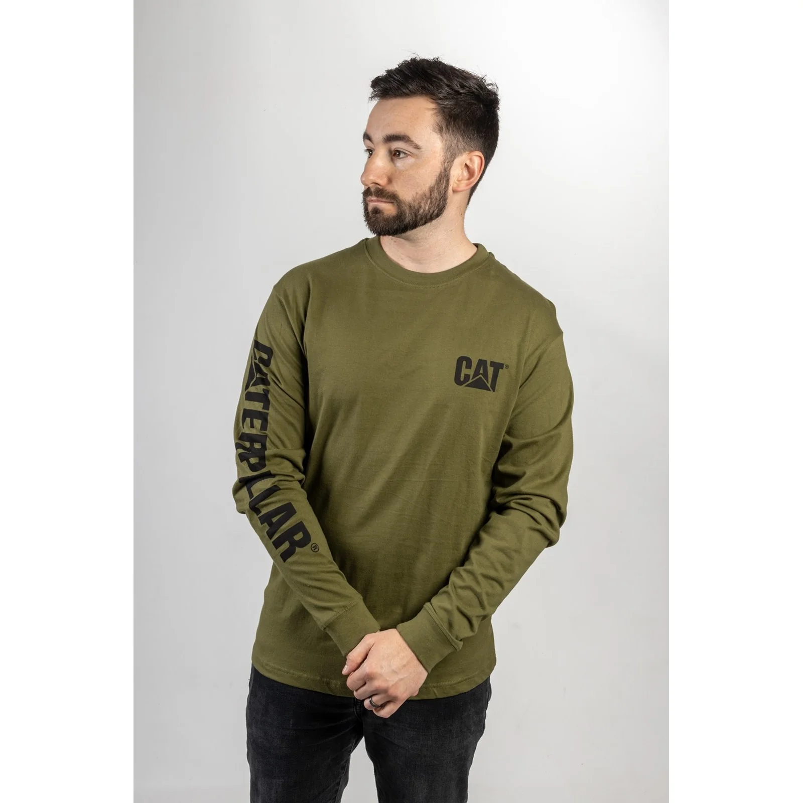 Caterpillar Trademark Banner Long Sleeve T-Shirt Chive