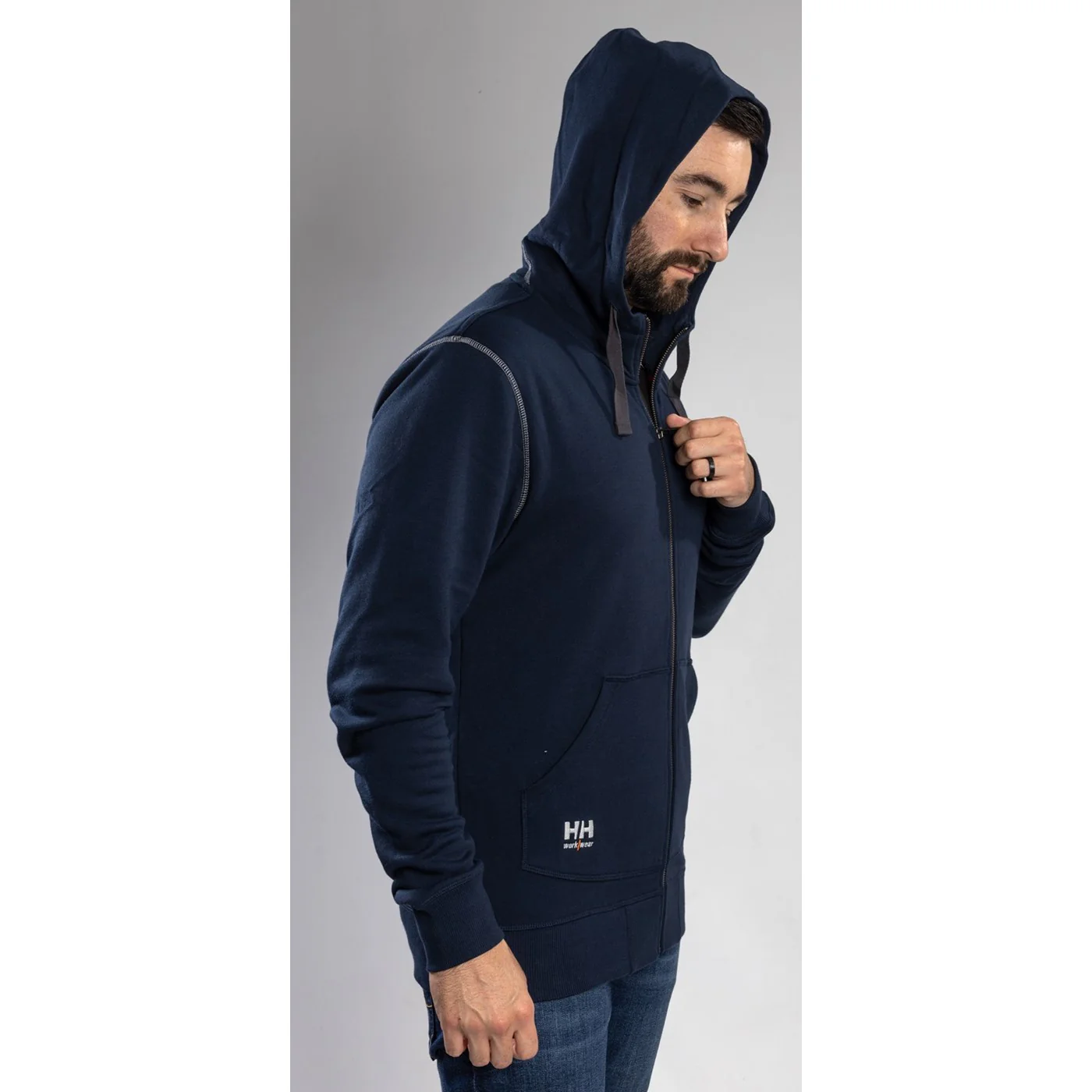 Helly Hansen Workwear Oxford Zip Hoodie Navy - Image 3